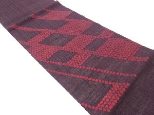 紗紬変わり格子模様織出し洒落袋帯